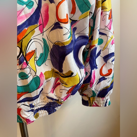 Vintage 90s Lavon Colorful Abstract Print Windbreaker Track Jacket Women Large - Picture 2 of 8